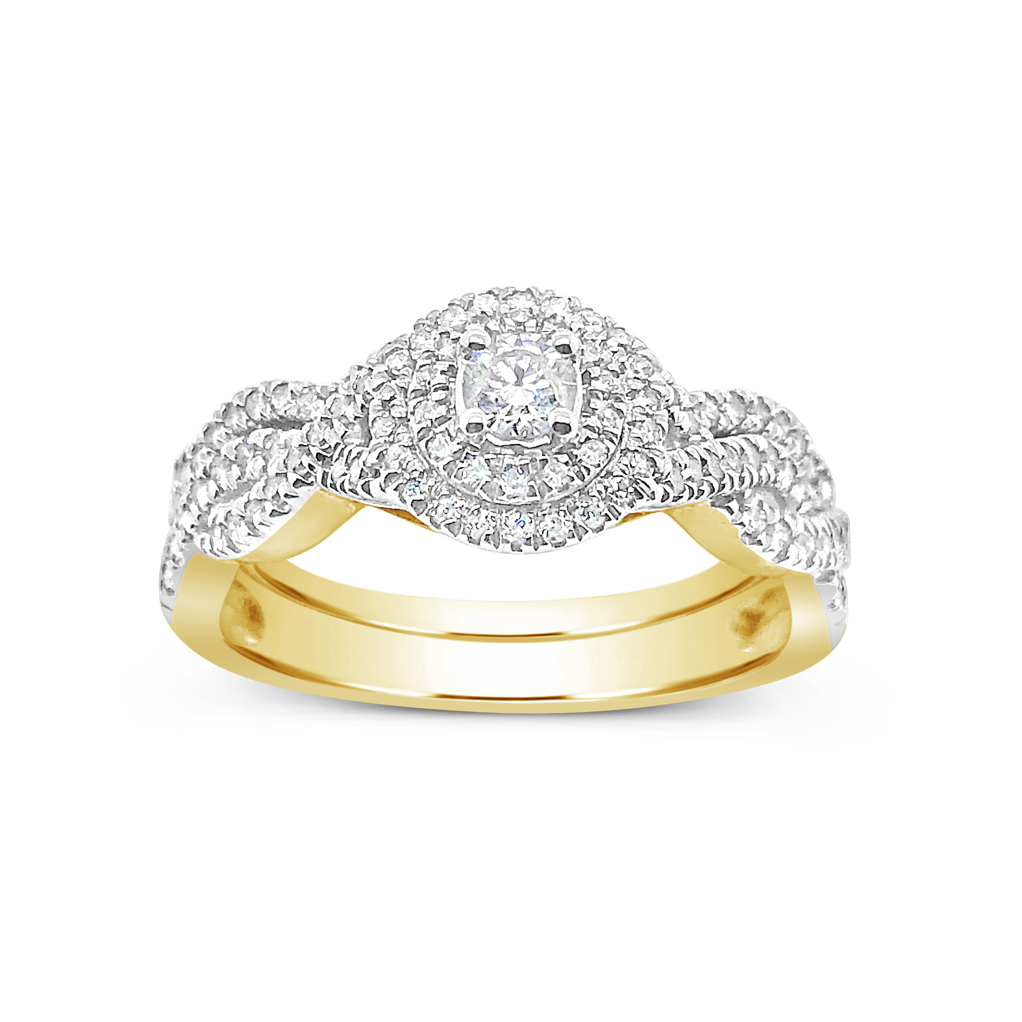 Infinity Diamond Engagement Ring .50 CTW Round Cut 14K Yellow Gold