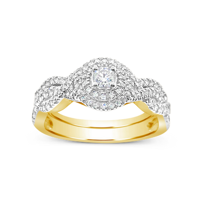 Infinity Diamond Engagement Ring .50 CTW Round Cut 14K Yellow Gold