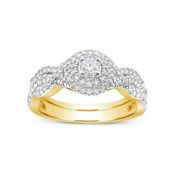 Infinity Diamond Engagement Ring .50 CTW Round Cut 14K Yellow Gold