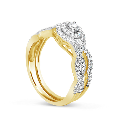 Infinity Diamond Engagement Ring .50 CTW Round Cut 14K Yellow Gold