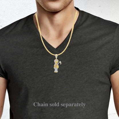 Diamond Reaper Pendant 1.50 CTW Round Cut 10K Yellow Gold