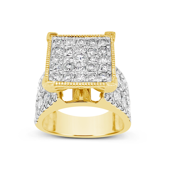 Diamond Ring 3 CTW Round Cut 10K Yellow Gold