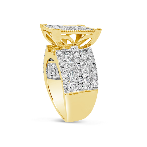 Diamond Ring 3 CTW Round Cut 10K Yellow Gold