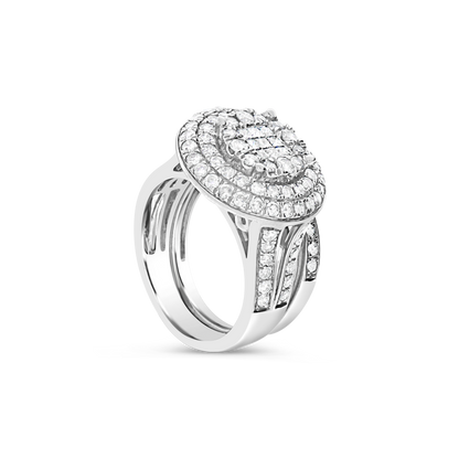 Diamond Halo Engagement Ring 2 CTW Princess w/ Round Cut 10K White Gold