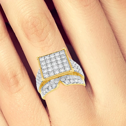 Diamond Ring 3 CTW Round Cut w/ Baguettes 10K Yellow Gold