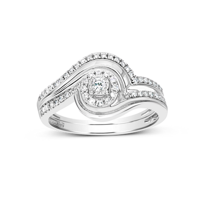 Diamond Halo Engagement Ring .25 CTW Round Cut 10K White Gold