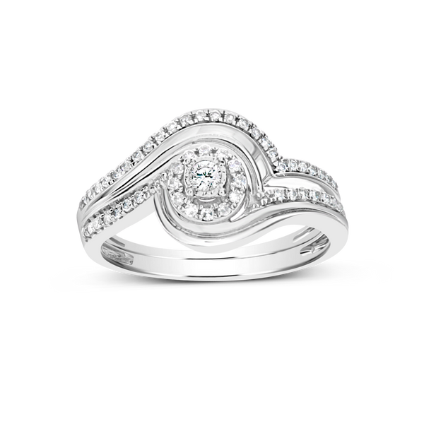 Diamond Halo Engagement Ring .25 CTW Round Cut 10K White Gold
