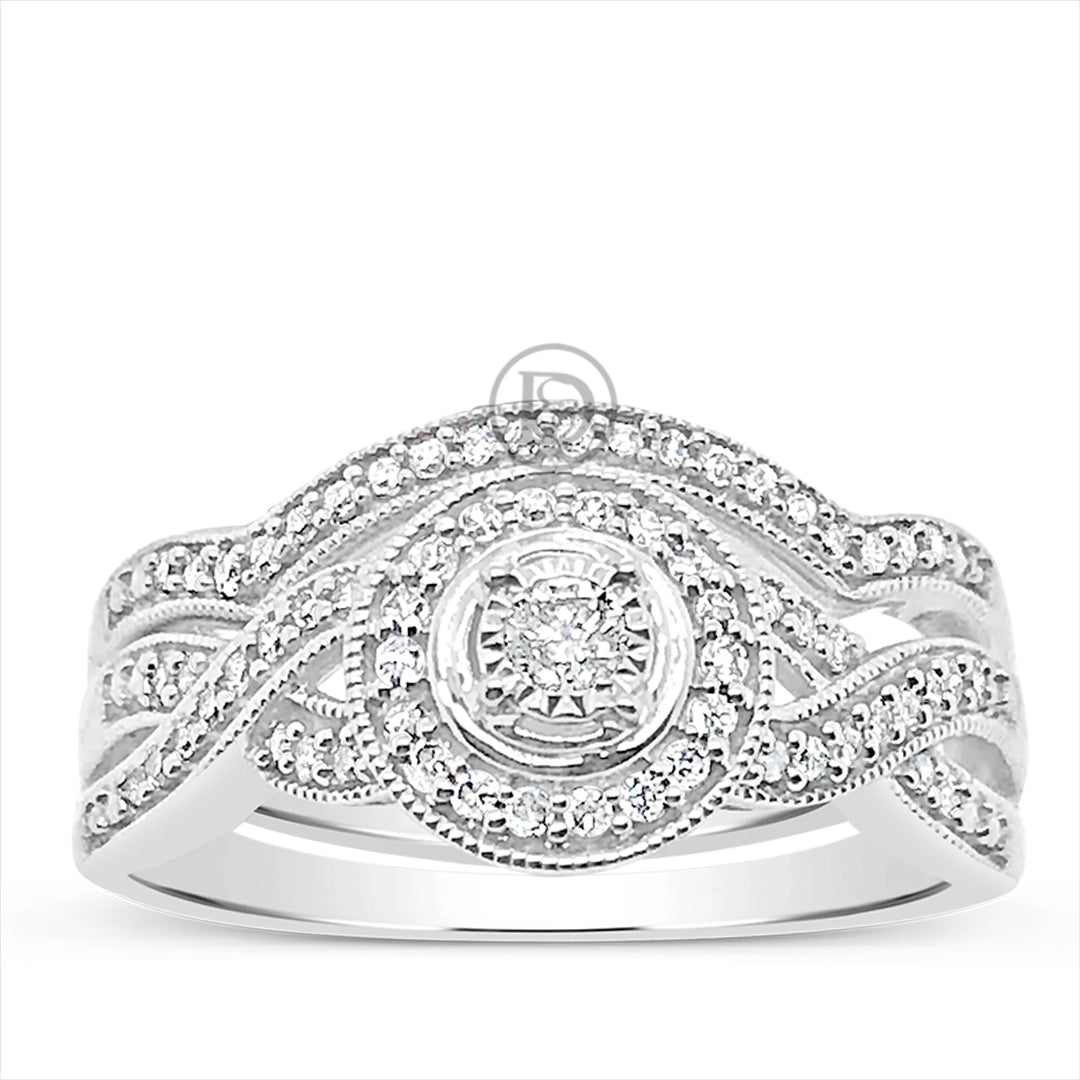 infinity Diamond Halo Engagement Ring .25 CTW Round Cut 10K White Gold