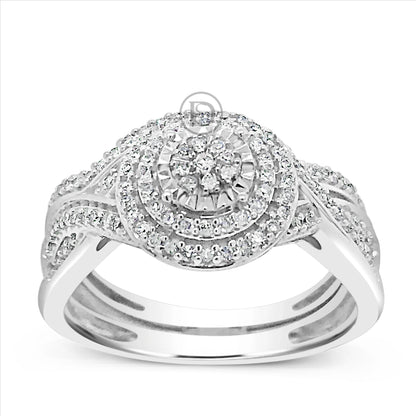 Diamond Halo Engagement Ring .33 CTW Round Cut 10K White Gold