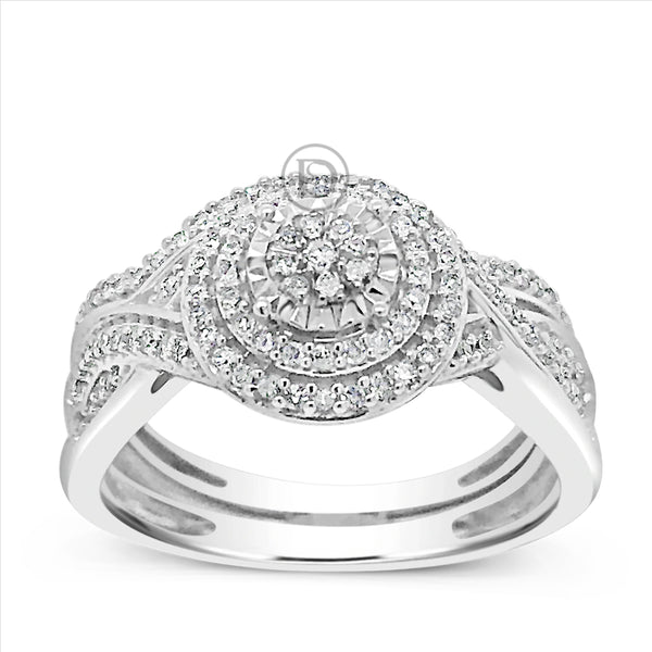 Diamond Halo Engagement Ring .33 CTW Round Cut 10K White Gold
