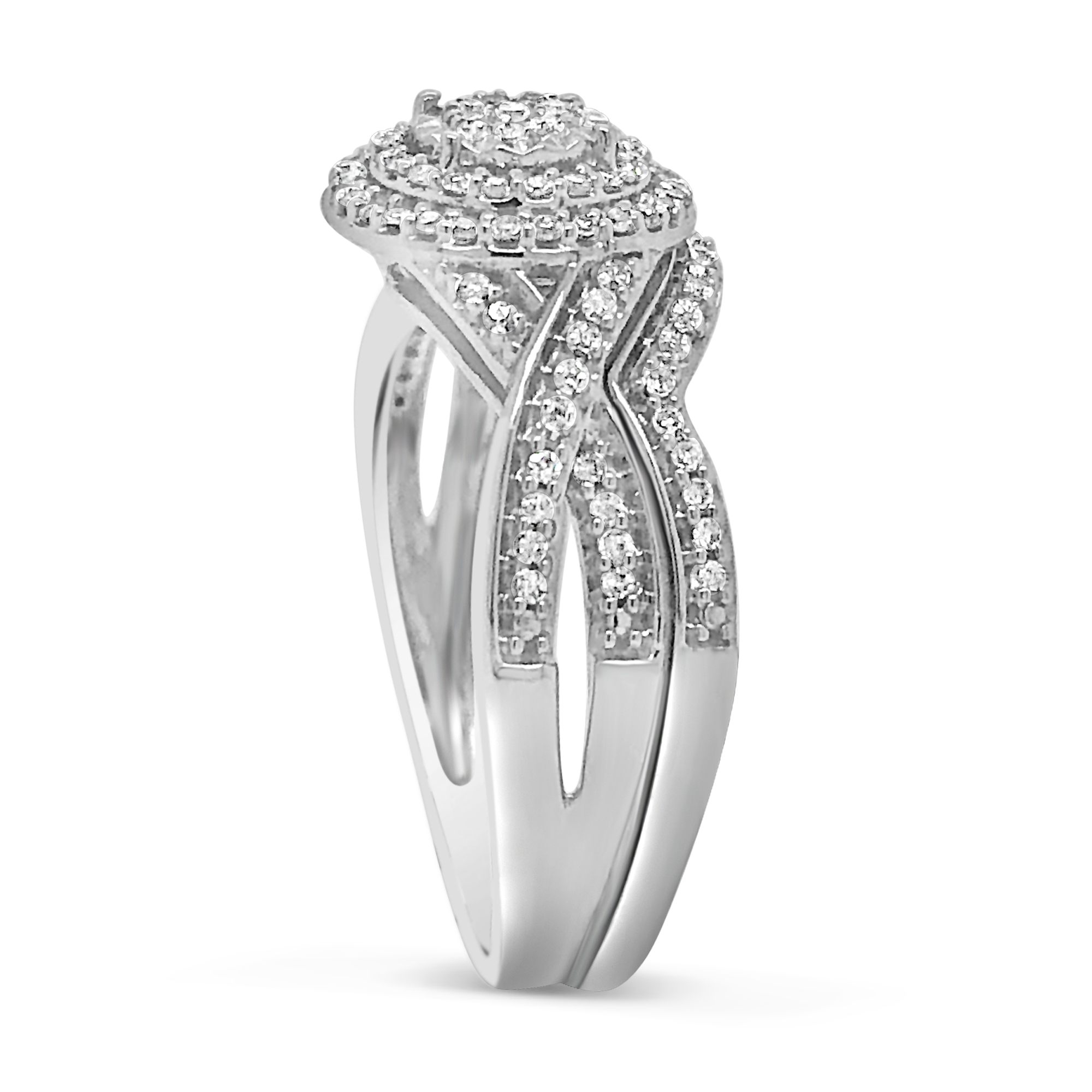 Diamond Halo Engagement Ring .33 CTW Round Cut 10K White Gold