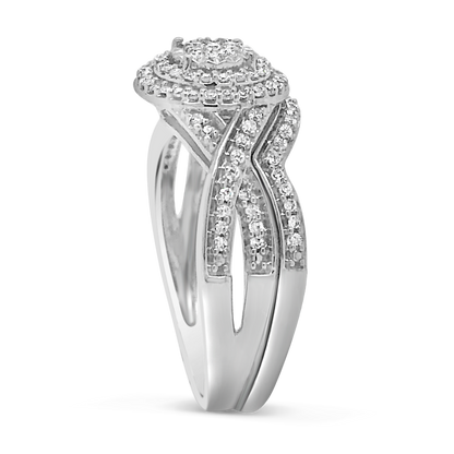 Diamond Halo Engagement Ring .33 CTW Round Cut 10K White Gold