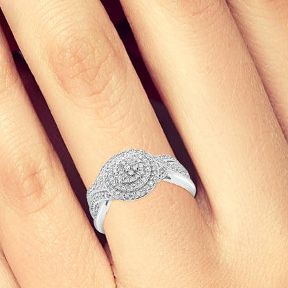 Diamond Halo Engagement Ring .33 CTW Round Cut 10K White Gold
