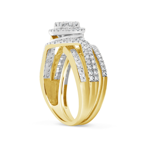 Diamond Halo Engagement Ring 1 CTW 14K Round Cut Yellow Gold