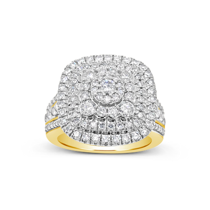 Diamond Halo Ring 1.50 CTW Round Cut 10K Yellow Gold