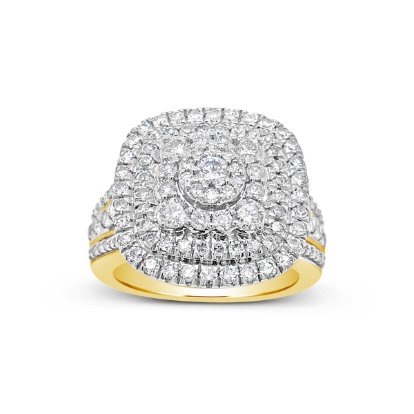 Diamond Halo Ring 1.50 CTW Round Cut 10K Yellow Gold