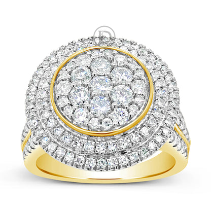 Diamond Halo Ring 1.50 CTW Round Cut 10K Yellow Gold