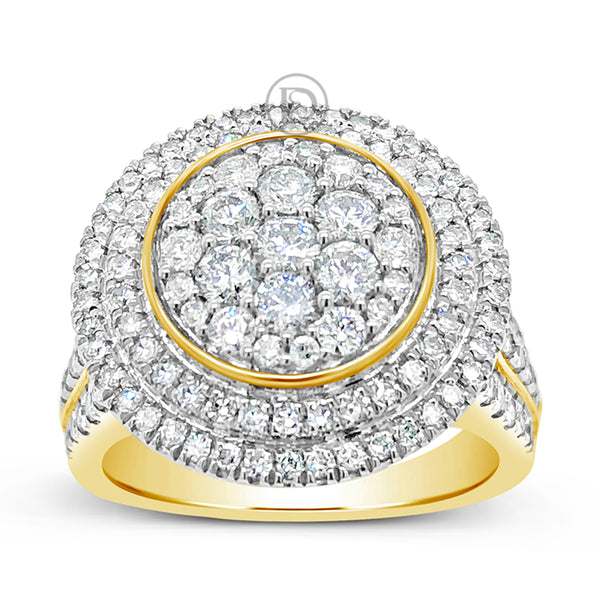 Diamond Halo Ring 1.50 CTW Round Cut 10K Yellow Gold