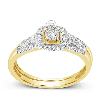 Diamond Halo Engagement Ring .25 CTW Round Cut 10K Yellow Gold