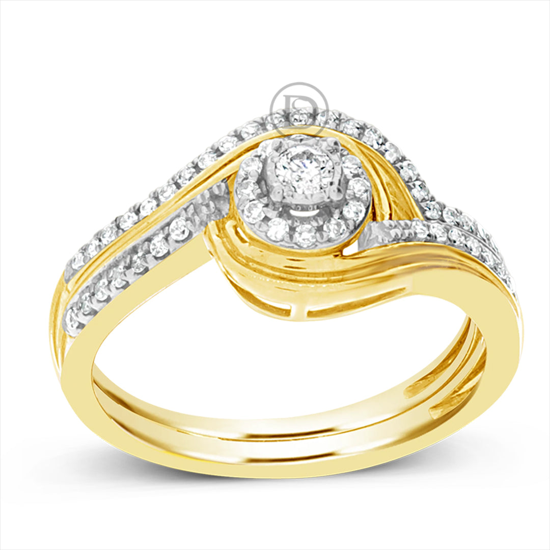 Diamond Halo Engagement Ring .25T tw Round Cut 10K Yellow Gold
