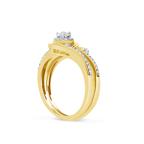 Diamond Halo Engagement Ring .25T tw Round Cut 10K Yellow Gold