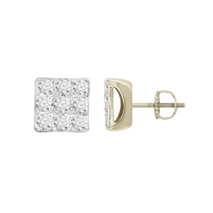 MEN'S EARRINGS 1/4 CT ROUND DIAMOND 10K WHITE GOLD