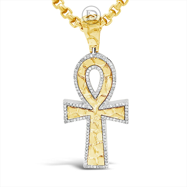 Diamond Cross Pendant .50 CTW Round Cut 10K Yellow Gold