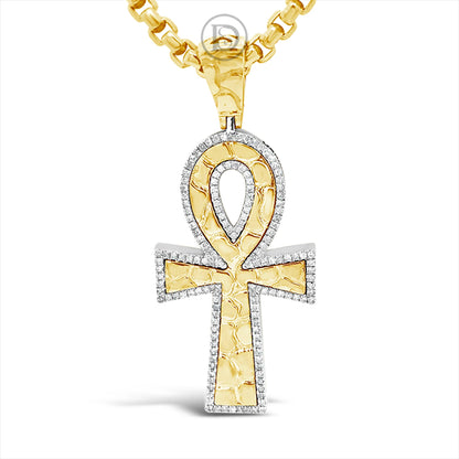 Diamond Cross Pendant .50 CTW Round Cut 10K Yellow Gold