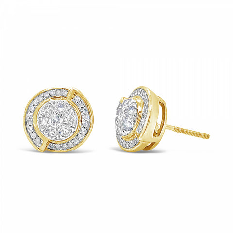 10K Yellow Gold .33ct Diamond Circle Earrings