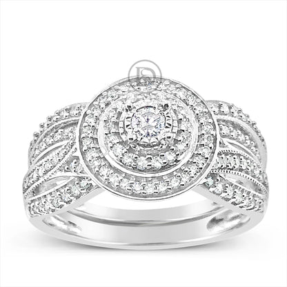 Diamond Halo Engagement Ring .50 CTW Round Cut 10K White Gold