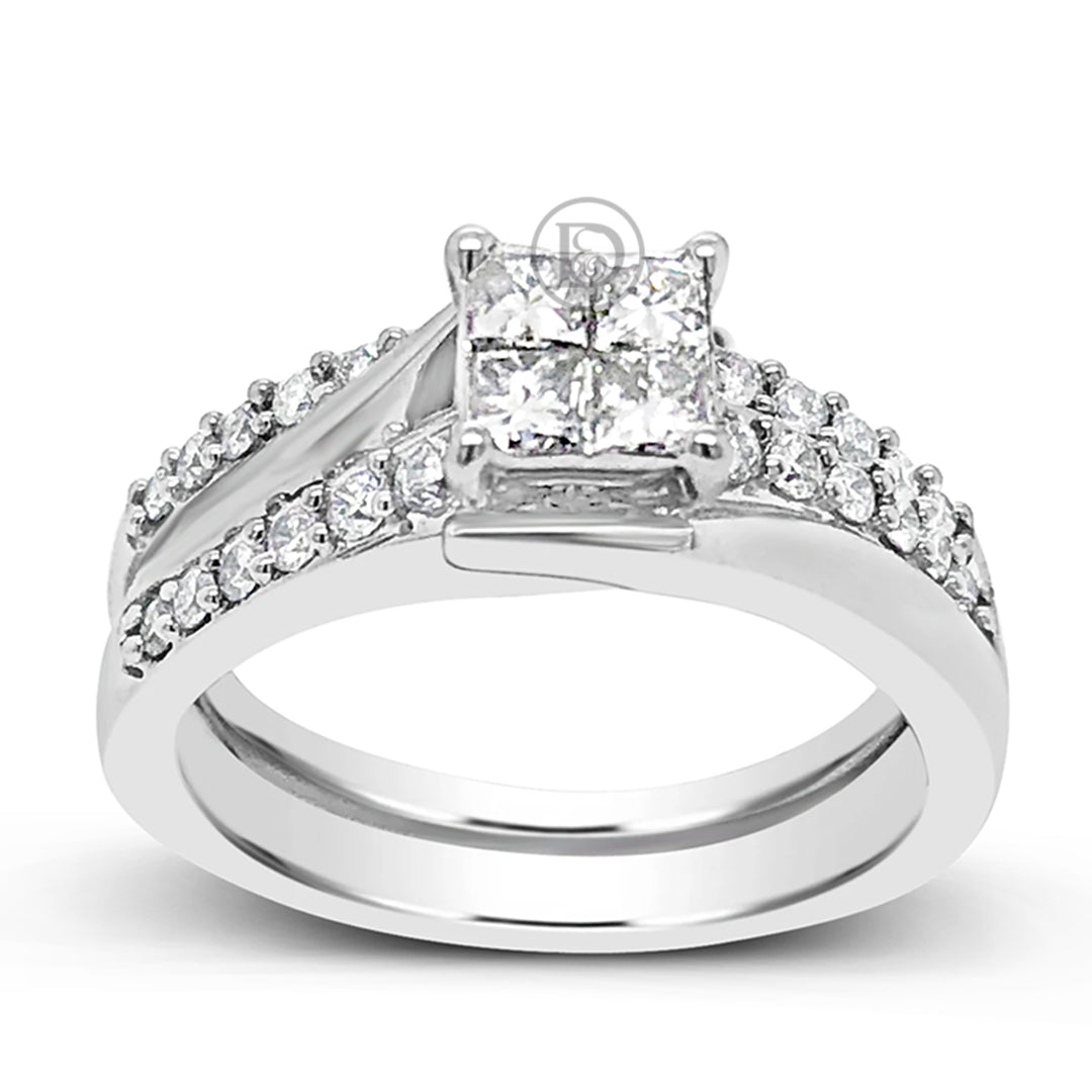 Diamond Engagement Ring .50 CTW Princess Cut & Round Cut 14K White Gold