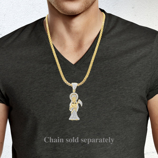 Diamond Reaper Pendant .85 CTW Round Cut 10K Yellow Gold
