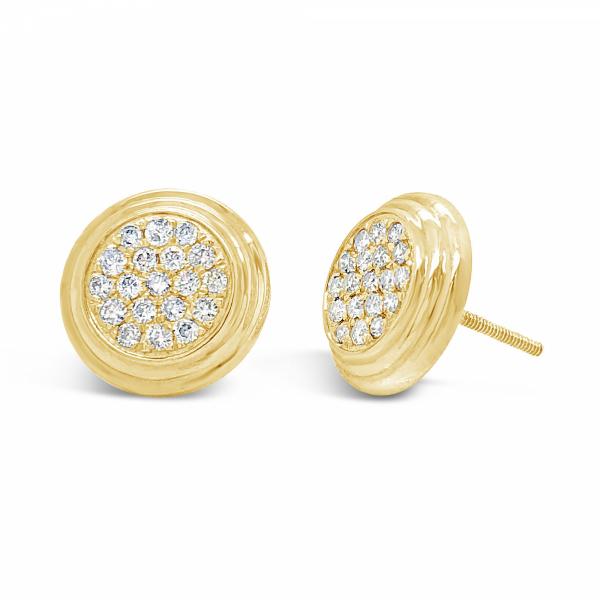 10K Yellow Gold .50ct Diamond Circle Earrings w/ Gold Trim