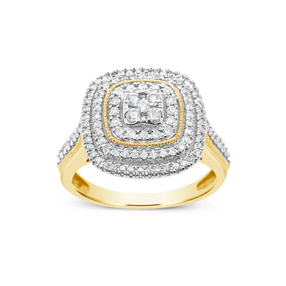 Diamond Halo Engagement Ring .50 CTW Round Cut 10K Yellow Gold