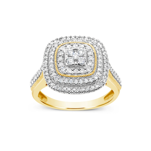 Diamond Halo Engagement Ring .50 CTW Round Cut 10K Yellow Gold