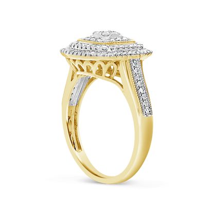 Diamond Halo Engagement Ring .50 CTW Round Cut 10K Yellow Gold