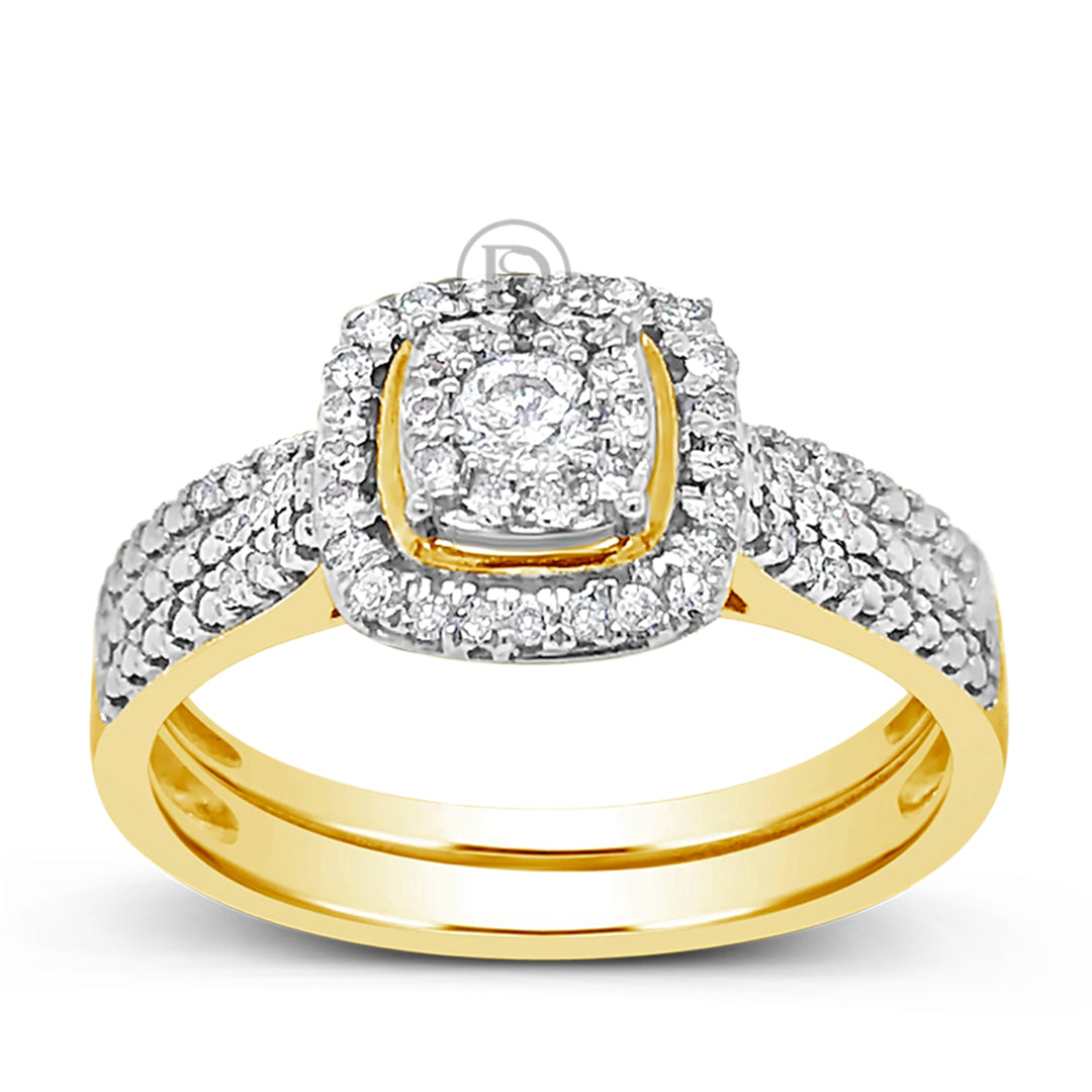 Diamond Halo Engagement Ring .33 CTW Round Cut 10K Yellow Gold