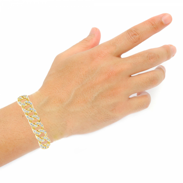 10k Yellow White or Rose Gold Flat Cuban Curb Link Chain Bracelet 7