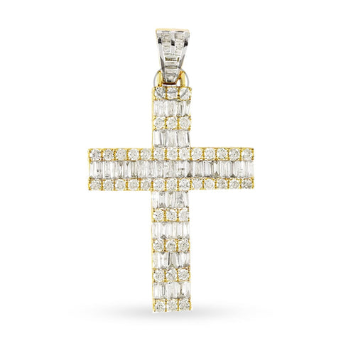 10K Yellow Gold Cross Pendant With 2.49CT Diamonds