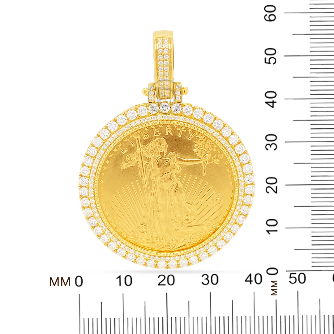 10K Yellow Gold Liberty Coin Diamond Pendant