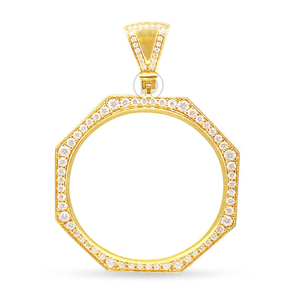 10K Yellow Gold Centenario 50 Pesos Gold Coin Diamond Pendant Bezel Only