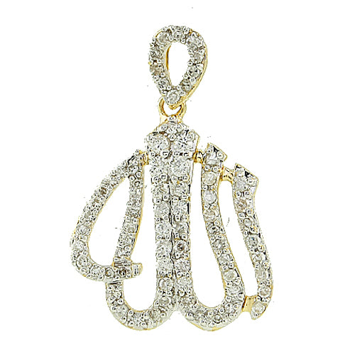 14KY 0.35CTW DIAMOND 'ALLAH' PENDANT