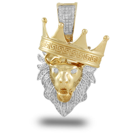 10KY 0.35CTW DIAMOND LION HEAD WITH TILTED CROWN