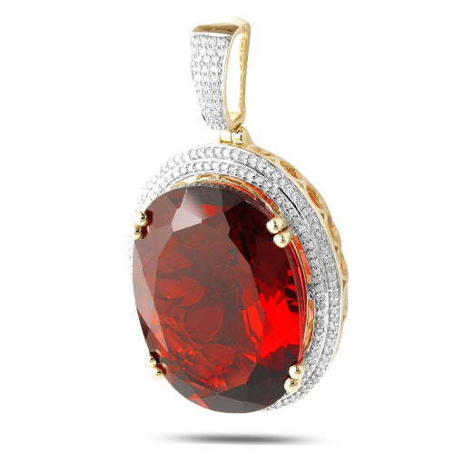 10KY 0.35CTW DIAMOND PENDANT WITH 16.87CT SYNTHETI