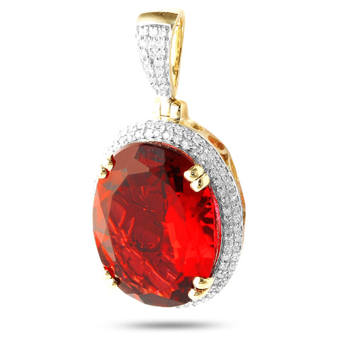 10KY 0.30CTW DIAMOND PENDANT WITH 7.97CT SYNTHETIC
