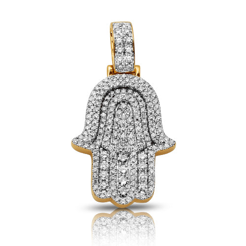 14KY 1.50CTW DIAMOND 3-D LAYERED HAMZA PENDANT