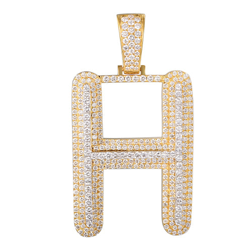 10KY+W 4.80CTW DIAMOND BUBBLE INITIAL 3-D PENDANT