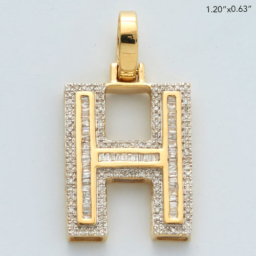 10KY 0.50CTW BAGUETTE DIAMOND INITIAL PENDANT