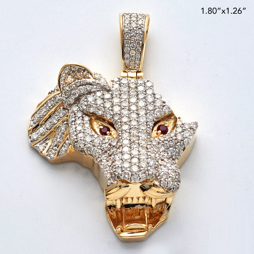10KY 3.40CTW DIAMOND AFRICA SHAPED LION HEAD