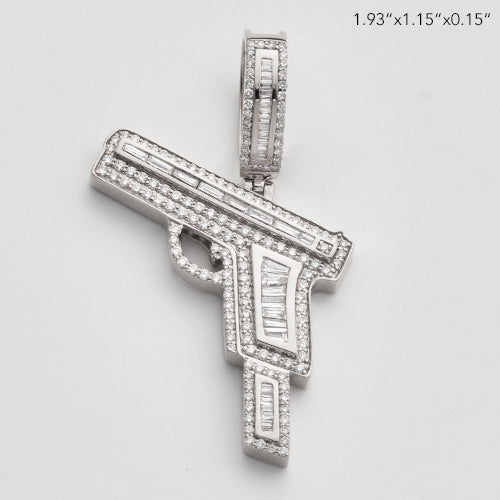 10KW 1.75CTW BAGUETTE DIAMOND GUN PENDANT